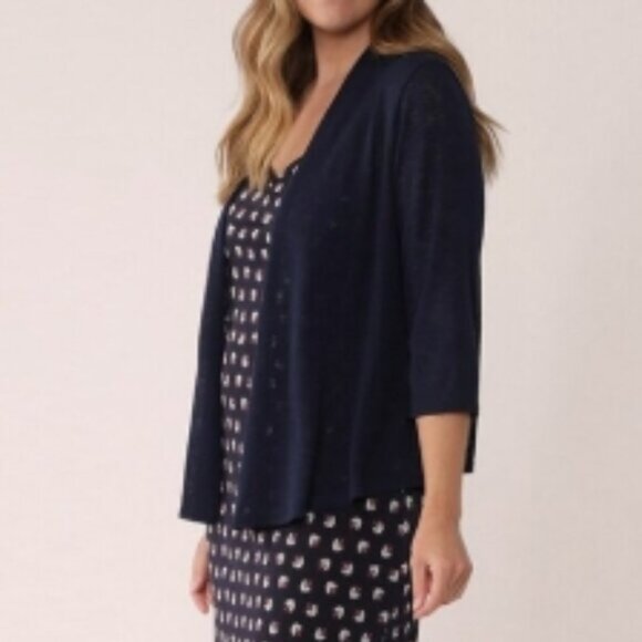 New Kim & Co. Navy Blue Lightweight 3/4 Sleeve Bolero Cardigan Size Small bin 1K - Picture 1 of 5